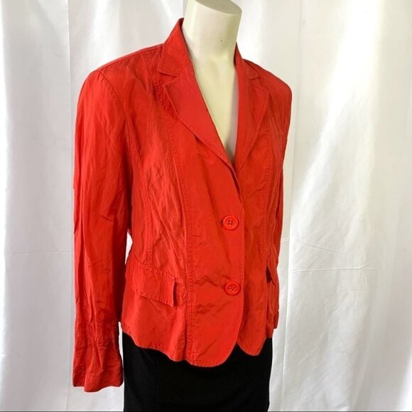 RIANI RED CHIFFON BLAZER SINGLE BREAST JACKET MADE IN POLAND SIZE 12 - Picture 7 of 10